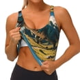 thumbnail image 3 of Daiia Cute Green Dinosaur Blue Sky Printed Women's Sports Bra, Breathable Activewear Bra with U-Back Design and Removable Pads, Comfortable and Supportive for Yoga, Workout-Small, 3 of 8