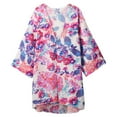 thumbnail image 5 of Beach Outfits For Women 2024 Women Summer Long Flowy Kimono Cardigans Boho Chiffon Floral Beach Cover Up Tops Pink Summer Beach Cardigan L, 5 of 8
