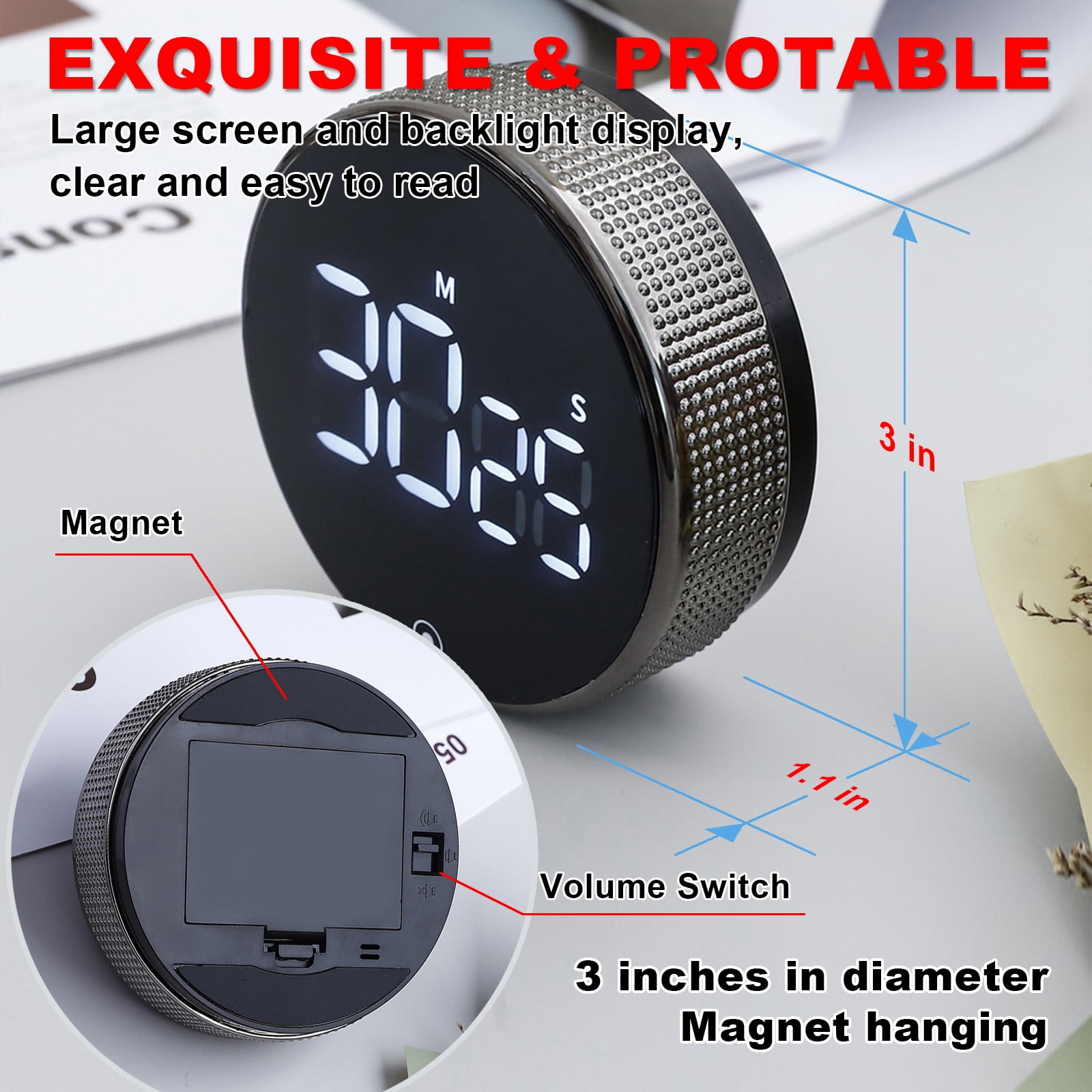 Digital Food Thermometer and Timer  with Backlight, LCD Display, Essential for Outdoor Barbecue, Used for Beef, Turkey, Lamb chops, Cooking