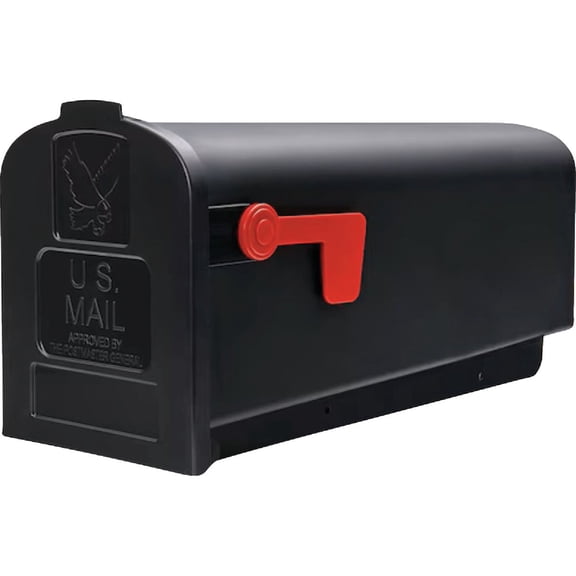 Gibraltar Deluxe Polybox Plastic Post Mounted Black Mailbox 9-9/16 in. H x 7-7/8 in. W x 19-3/8 in. L