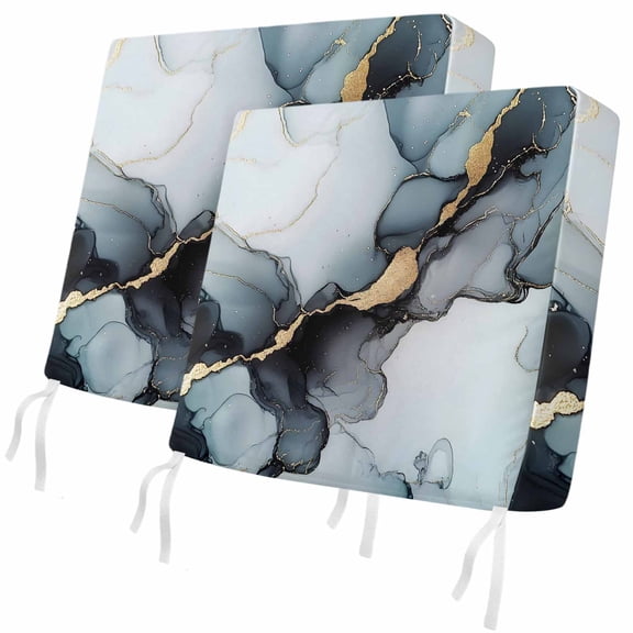Outdoor Patio Cushion Covers 2 Pack Marble Texture Patio Chair Cushion Covers with Ties and Zipper Modern Art Marble Waterproof Outdoor Seat Cushion Covers for Patio Furniture 20"x18"