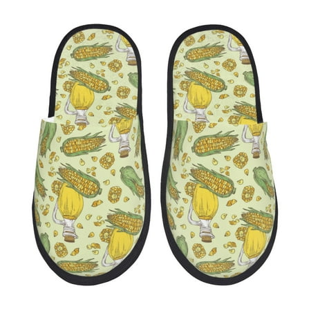 Balery Corn And Corn Oil Slient Indoor Furry Fleece Comfort House Shoes Soft Non-Slip Home Shoes Cotton slippers House Slippers-- Large