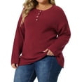 thumbnail image 4 of Agnes Orinda Women's Plus Size Sweater for Oversized Round Neck Long Sleeve Button Knit Pullover Sweater, 4 of 5