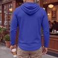 thumbnail image 3 of ZVNAΖH Men's Waffle Knit Hoodie, Quarter Zip Pullover with Drawstring Hood, Long Sleeve Casual Lightweight Top, Fall Winter, S-3XL, 3 of 6