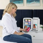 Cooluli Infinity Fractal Pink 10 Liter Compact Portable Cooler Warmer Mini Fridge for Bedroom, Office, Dorm, Car - Great for Skincare & Cosmetics (110-240V/12V)