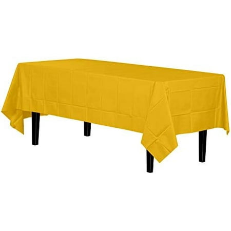 

12-Pack Premium Plastic Tablecloth 54In. X 108In. Rectangle Table Cover - Yellow