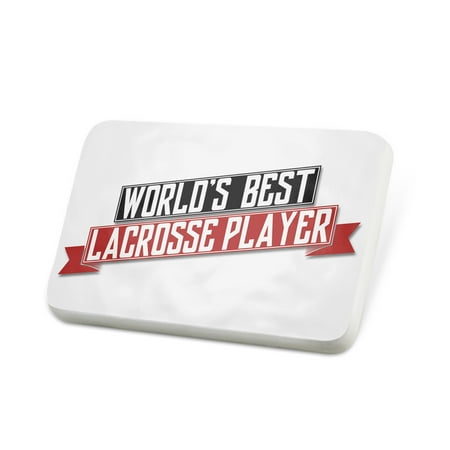 Porcelein Pin Worlds Best Lacrosse Player Lapel Badge –