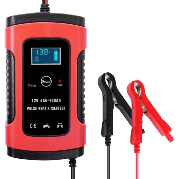 Cargador de baterías - Para coche, moto, scooter - 12V 5A hasta 100Ah - Naranja