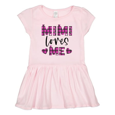 

Inktastic My Mimi Loves Me Hearts in Pink Plaid Gift Toddler Girl Dress