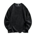 thumbnail image 2 of hlysgo Mens Long Sleeve T Shirts Soft Crewneck Solid Color Velvet Tops Comfy Pullover Going out Top Casual Men's Fall Winter Basic Tees Black S, 2 of 4