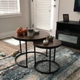 thumbnail image 4 of Coffee Table Nesting Side Round Set of 2 End Table Top Sturdy Metal Frame Desk Centerpiece Living Room Bedroom Apartment Modern Industrial Simple Nightstand, 4 of 17