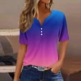 thumbnail image 2 of HAiming Summer Tops for Women 2025 Vacation Trendy Button V Neck Short Sleeve Shirt Plus Size Casual Loose Comfy Tunics, 2 of 5