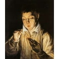 thumbnail image 2 of Greco, El 12x14 White Modern Wood Framed Museum Art Print Titled - Boy Blowing On An Ember To Light A Candle, 2 of 4