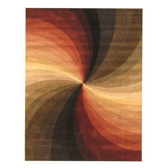 EORC Multicolored Hand-Tufted Wool Contemporary Swirl Rug, 4' x 6'