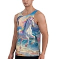 thumbnail image 2 of Pofeuu Dolphin Rainbow Horse Print Men's Workout Tank Tops Sleeveless Muscle Gym Shirt Quick Dry-3X-Large, 2 of 7