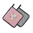 thumbnail image 2 of White Standard Poodle Pink Flowers Pair of Pot Holders, 2 of 4