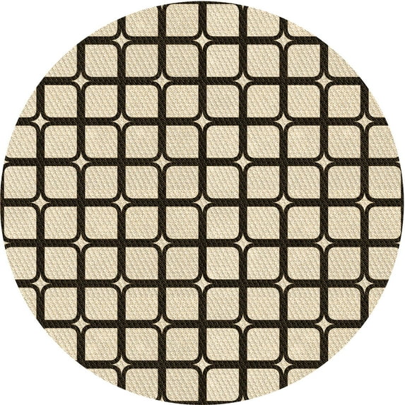 Ahgly Company Indoor Round Patterned Vanilla Gold Area Rugs, 5' Round