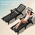 thumbnail image 2 of LOYALICE Adjustable Wheeled HDPE Plastic Outdoor Patio Lounge Chair set of 2, W/ Cup Holder,78.3"x25.1"x16.3", Black, 2 of 11