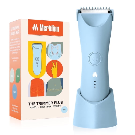 Meridian Plus Trimmer Enhanced Bikini & Body Shaver, Waterproof Electric Groin Shaver for Women & Men, Sky