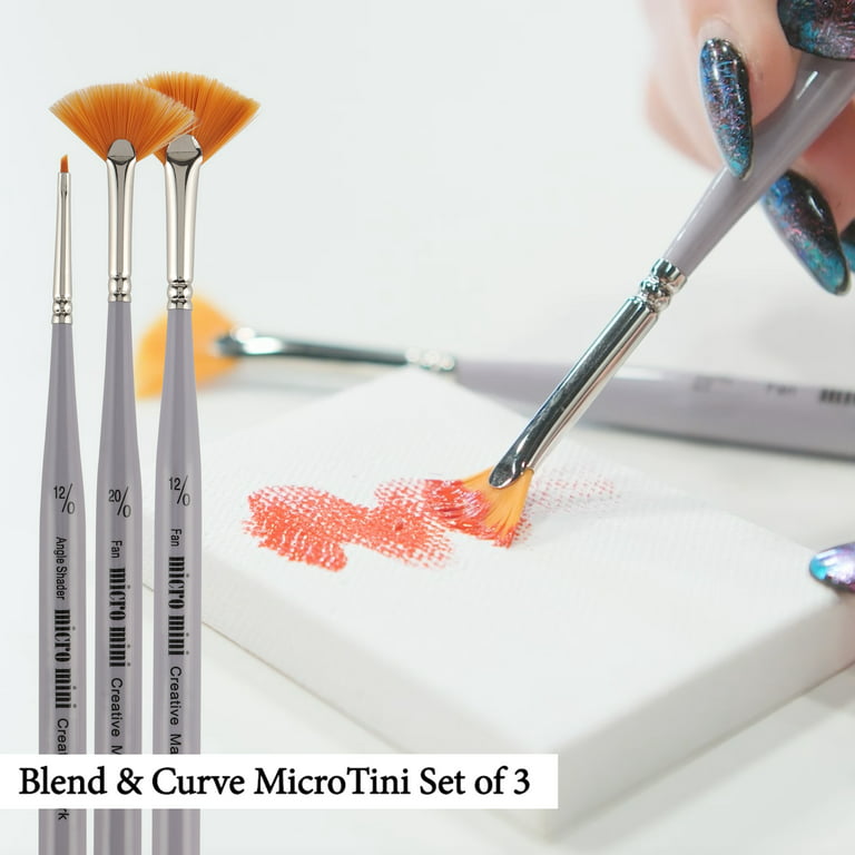 Creative Mark 3 Piece Micro Detail Paint Brush Set, Mini Paintbrushes for Acrylic, Watercolor, Oil, Face, Nail, Scale Model Painting & Line Drawing