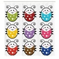 thumbnail image 3 of Ambesonne Cartoon Shower Curtain, Smiling Ladybugs Set, 69"Wx84"L, Multicolor, 3 of 5