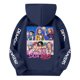 thumbnail image 3 of Moonsky Sudadera con capucha y cordón HUNTRX, estampado de grupo de chicas coreanas, jersey corto, suave y cómodo, top de manga larga para primavera y otoño. Azul marino 120, 3 of 4