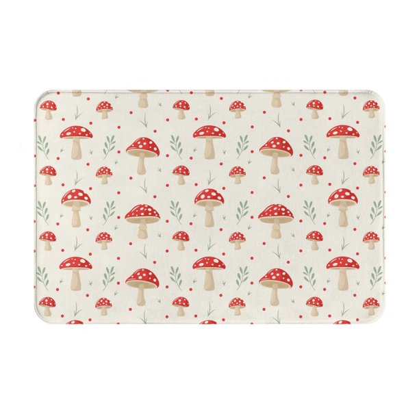 Balery Flat Mushrooms Felpudo de franela, resistente a las manchas y a la decoloración, para uso interior y exterior, fácil de limpiar, 40 x 60 cm