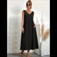 thumbnail image 5 of Vestido de Verano para Mujer 2025, Sin Mangas, Cuello en V, Informal, Escalonado, con Bolsillos Negro XXXL, 5 of 7