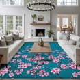 thumbnail image 3 of Spring Floral Area Rugs 5'x7', Small Throw Rugs for Laundry Room Playroom, Watercolor Pink Cherry Blossom Branches Blue Indoor Outdoor Rug Non-Slip Low Pile Carpet Runner Reversible Floor Mats, 3 of 8