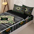 thumbnail image 3 of jejeloiu Bold Tribal Zipper Twin Comforter Sets with Fitted Sheet and 2 Pillowcases,Southwest Print Zipper Bedding Set For Boys,Green Gray,Black Reversible,4 Pieces, 3 of 7