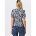 thumbnail image 3 of Blusa De Manga Corta Con Volantes Y Cuello Peter Pan Floral Para Mujer Negro Morado S, 3 of 5