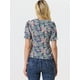 thumbnail image 3 of Blusa De Manga Corta Con Volantes Y Cuello Peter Pan Floral Para Mujer Negro Morado XS, 3 of 5