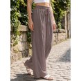 thumbnail image 4 of INSPIRE CHIC Women's Smocked High Waist Drawstring Casual Pants for Comfortable Summer Wear with Flowy Wide Leg Design L Dark Brown, 4 of 6
