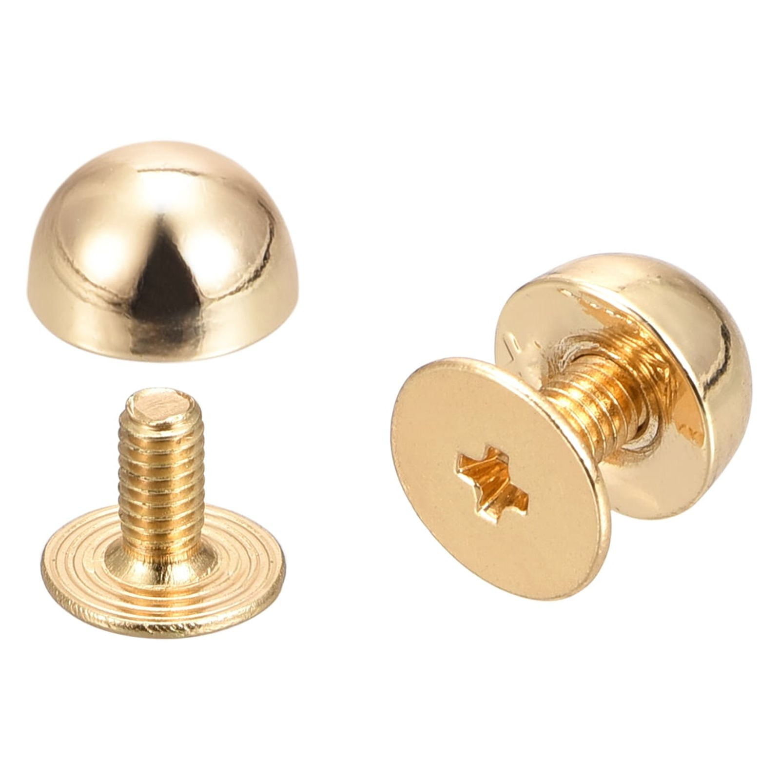 Unique Bargains Screw Back Rivets 12 Sets 8x5mm Round Studs Rivet Leather Studs Spike for Purse Handbag Leather Craft Gold Tone Walmart