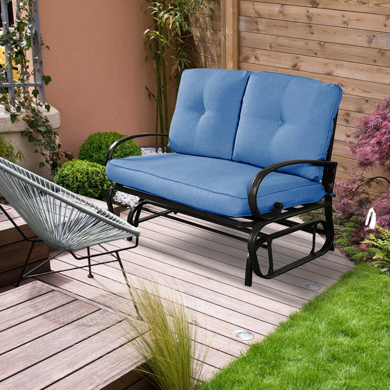 Costway glider outdoor patio rocking bench loveseat cushioned seat steel frame furniture new arrivals