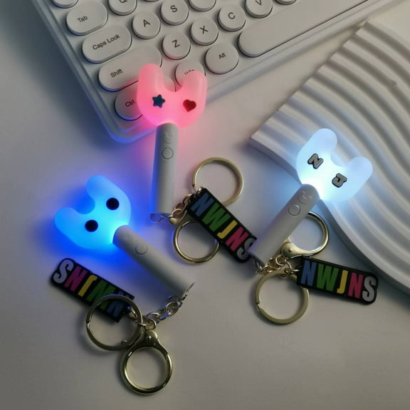 KPOP Lightstick Keychain, Kpop Merch Merchandise Mini Light Stick Pendant for Bag Light Colour and Speed Adjustable Fans Gift Collection(Built-in battery)