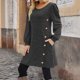 thumbnail image 1 of TaTaai Women's Long Sleeve Dress with Pockets Round Neck Button Front Casual Loose Fit A Line Midi Dress Soft Comfortable Solid Color for Spring Fall Daily Gift, 1 of 7