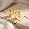 thumbnail image 3 of Chunky Huggie Earrings for Women,14K Gold Plated Hypoallergenic Sterling Silver Minimalist Lightweight Small Gold Hoop Earrings, 3 of 7