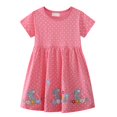 thumbnail image 2 of HAOTAGS Girl's Casual Dress,Short Sleeves Round Neck Polka Animal Print Pullover Dress Pink 4 T, 2 of 7