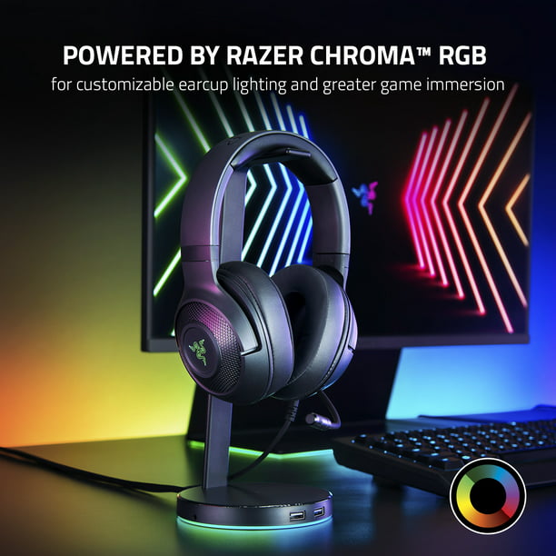 Razer Kraken V3 X Wired Lightweight Gaming Headset for PS5, PS4 via USB Type A Connection, Surround 40mm Drivers, HyperClear Bendable Cardioid Mic, Chroma RGB Lighting, Classic Black -