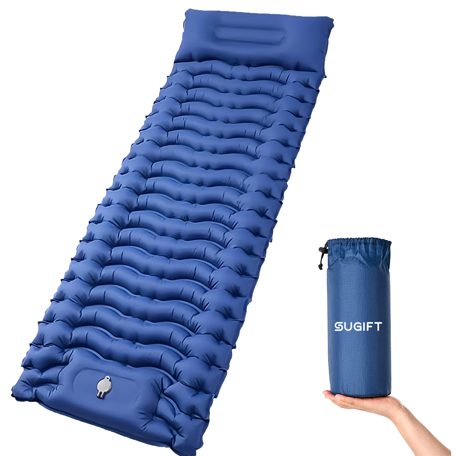SUGIFT Camping Sleeping Pad, Inflatable Sleeping Mat with Pillow