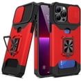thumbnail image 2 of For Motorola Moto G Power 2024 Wallet Slide Camera Protection, Credit Card Slot & Ring Kickstand Magnetic Car Mount Phone Case Cover by Xpression - Red, 2 of 9