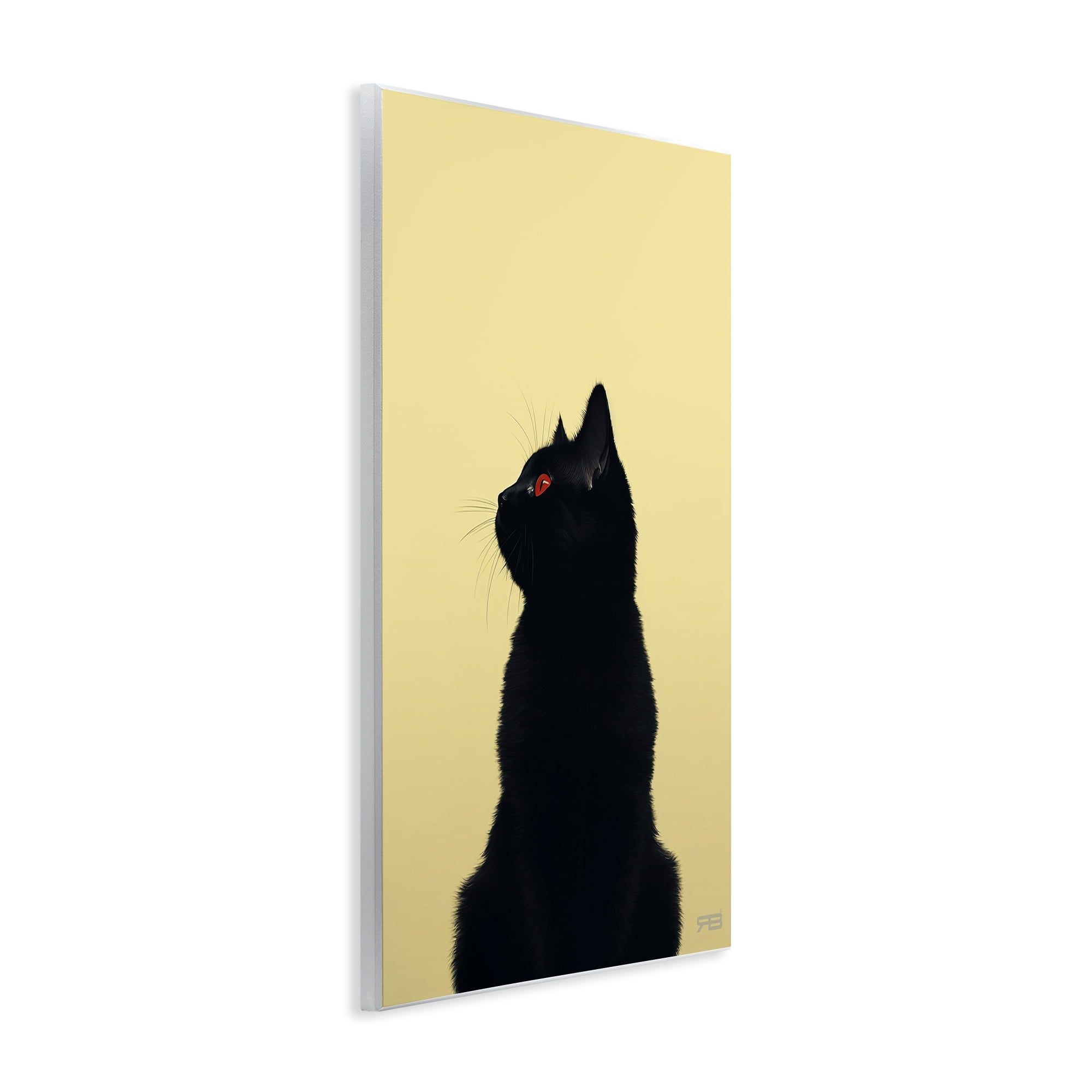 Stupell Industries Black Cat on Yellow Animals & Insects Painting Unframed Art Print Wall Art, 10 x 15