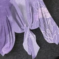 thumbnail image 5 of Retro Floral Chiffon Cardigans Womens Tie Front Sheer Cardigan Cover Ups Lightweight Lantern Sleeve Elegant Shirt Tops Purple, 2XL, 5 of 6