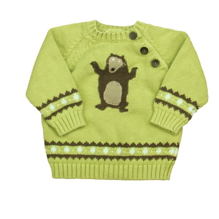 

Pre-owned Janie and Jack Boys Green Bear Sweater size: 6-12 Months