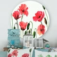 thumbnail image 2 of Designart 'Ancient Red Blooming Poppies' Traditional Circle Metal Wall Art 23x23 - Disc of 23, 2 of 5