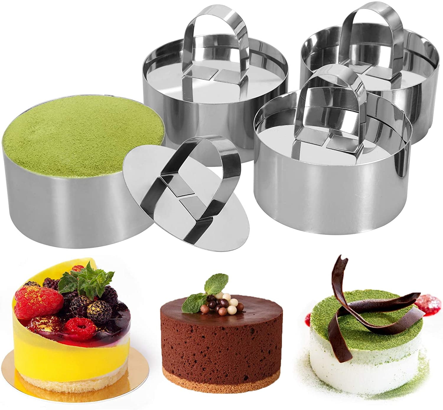 Round Stainless Steel Cake Rings Baking Mould for Pastry and Pancake 3 PCS Metal Mousse Mold 