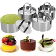 thumbnail image 1 of Anillos de pastel de acero inoxidable, 3 x 3 pulgadas Postre Mousse y molde para hornear pasteles, juego de 4 (4 anillos, 4 empujadores) Anillos de cocina Ormromra WMZY-146-1, 1 of 7