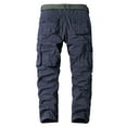 thumbnail image 2 of SWSMCLT Men Cotton Pants Comfy Casual Cargo Pants 100% Mid Rise Soft Work Utility Pants Dark Blue 40, 2 of 5