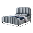 thumbnail image 3 of Tremaine Channel Tufted Velvet Bed Frame with High Padded Headboard, Queen Size, 3 of 3